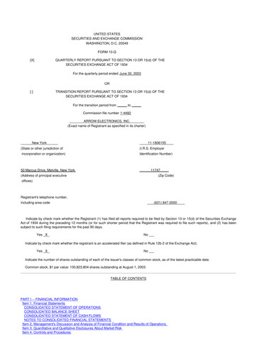 Thumbnail Arrow Electronics
 10-Q Quarterly Report FY 