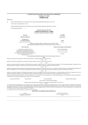 Thumbnail Associated Banc-Corp
 10-K Annual Report 2015