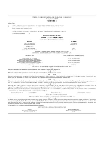 Thumbnail Associated Banc-Corp
 10-K Annual Report 2016