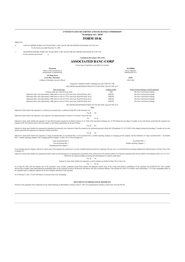 Thumbnail Associated Banc-Corp
 10-K Annual Report 2020