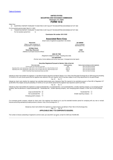 Thumbnail Associated Banc-Corp
 10-Q Quarterly Report FY2023 