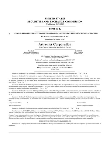 Thumbnail Astronics Corporation
 10-K Annual Report 2018