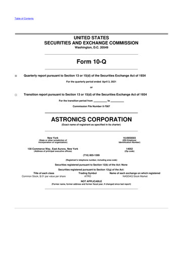 Thumbnail Astronics Corporation
 10-Q Quarterly Report FY2021 