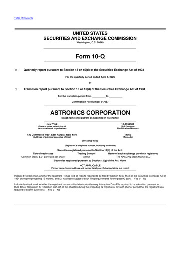 Thumbnail Astronics Corporation
 10-Q Quarterly Report FY2026 