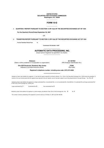 Thumbnail Automatic Data Processing 10-Q Quarterly Report FY 