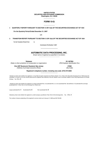 Thumbnail Automatic Data Processing 10-Q Quarterly Report FY 