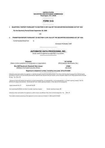 Thumbnail Automatic Data Processing 10-Q Quarterly Report FY 