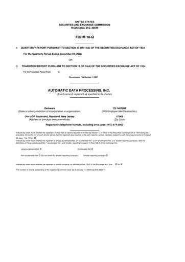 Thumbnail Automatic Data Processing 10-Q Quarterly Report FY 