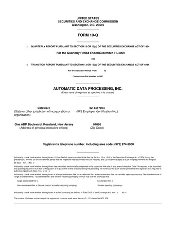 Thumbnail Automatic Data Processing 10-Q Quarterly Report FY 