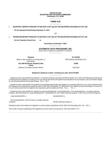 Thumbnail Automatic Data Processing 10-Q Quarterly Report FY2013 