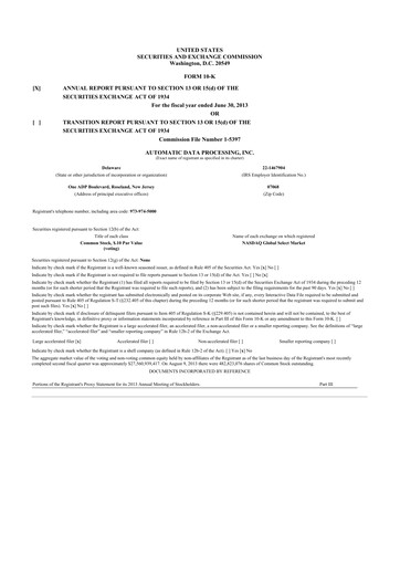 Thumbnail Automatic Data Processing 10-K Annual Report 2013