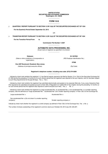 Thumbnail Automatic Data Processing 10-Q Quarterly Report FY2014 