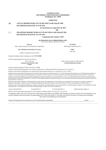 Thumbnail Automatic Data Processing 10-K Annual Report 2015