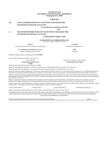 Thumbnail Automatic Data Processing 10-K Annual Report 2016