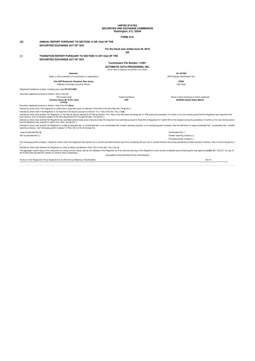 Thumbnail Automatic Data Processing 10-K Annual Report 2019