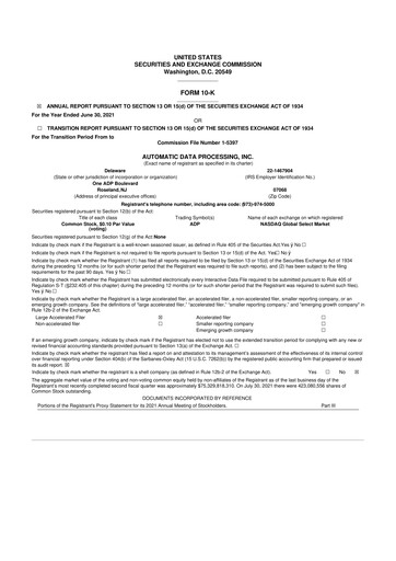 Thumbnail Automatic Data Processing 10-K Annual Report 2021