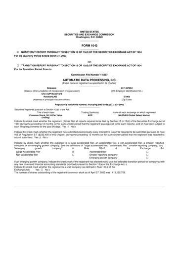 Thumbnail Automatic Data Processing 10-Q Quarterly Report FY2023 