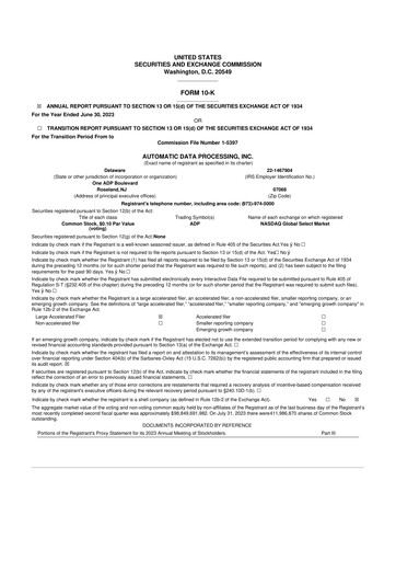 Thumbnail Automatic Data Processing 10-K Annual Report 2023