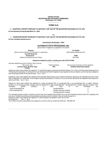 Thumbnail Automatic Data Processing 10-Q Quarterly Report FY2025 