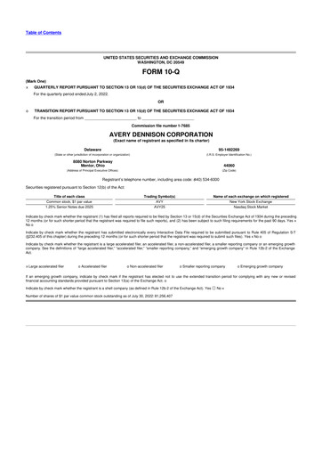 Thumbnail Avery Dennison
 10-Q Quarterly Report FY2022 