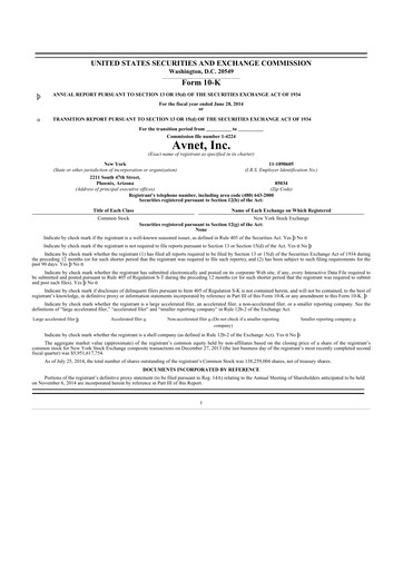 Thumbnail Avnet 10-K Annual Report 2014