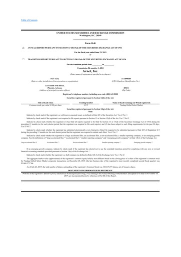 Thumbnail Avnet 10-K Annual Report 2019