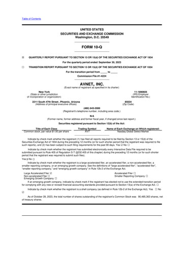 Thumbnail Avnet 10-Q Quarterly Report FY2024 