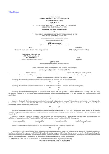 Thumbnail AZZ 10-K Annual Report 2014