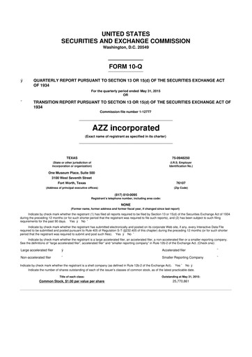 Thumbnail AZZ 10-Q Quarterly Report FY2016 