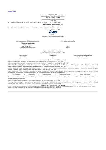 Thumbnail AZZ 10-K Annual Report 2020