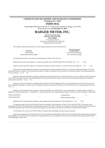 Vorschaubild Badger Meter
 10-K Jahresbericht 2012