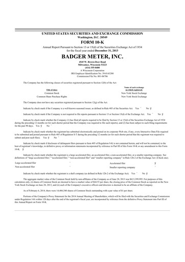 Vorschaubild Badger Meter
 10-K Jahresbericht 2013