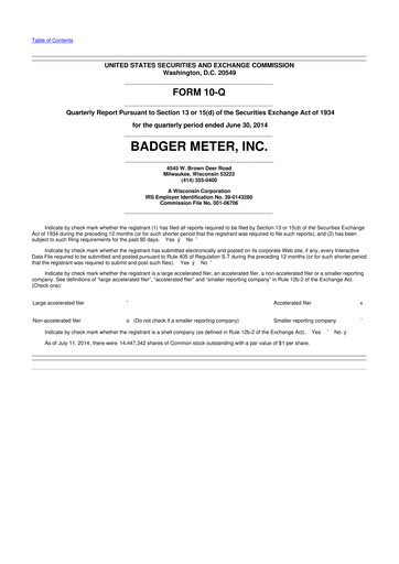 Thumbnail Badger Meter
 10-Q Quarterly Report FY2014 