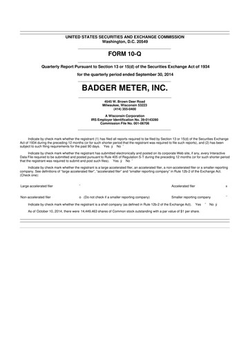 Thumbnail Badger Meter
 10-Q Quarterly Report FY2014 