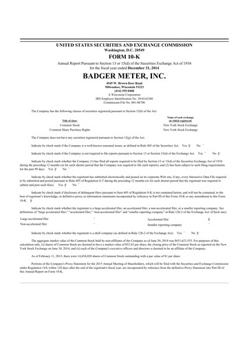 Vorschaubild Badger Meter
 10-K Jahresbericht 2014