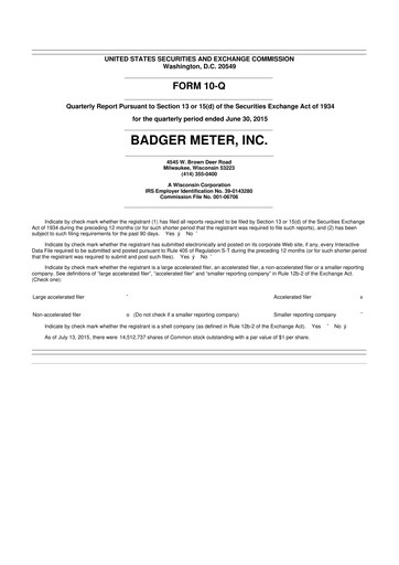 Thumbnail Badger Meter
 10-Q Quarterly Report FY2015 