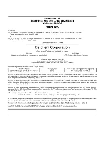 Thumbnail Balchem 10-Q Quarterly Report FY2026 