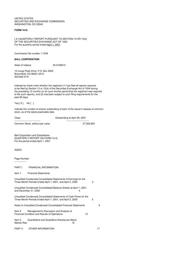 Thumbnail Ball Corporation
 10-Q Quarterly Report FY 