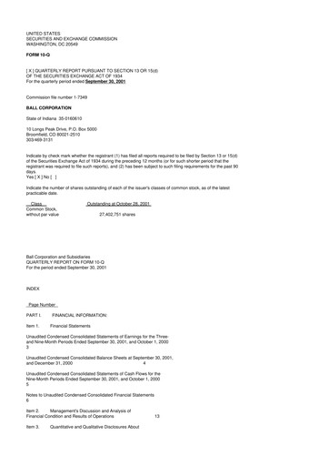 Thumbnail Ball Corporation
 10-Q Quarterly Report FY 