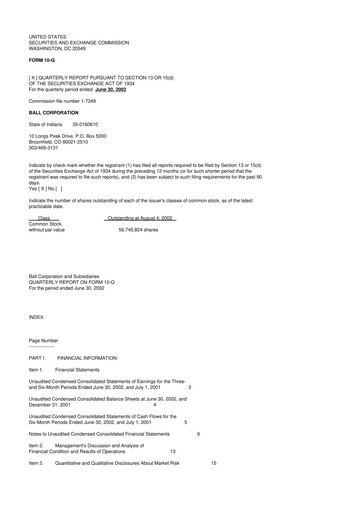 Thumbnail Ball Corporation
 10-Q Quarterly Report FY 