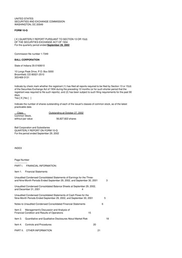 Thumbnail Ball Corporation
 10-Q Quarterly Report FY 