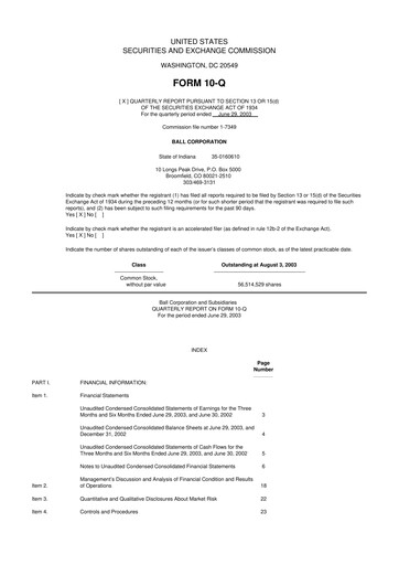 Thumbnail Ball Corporation
 10-Q Quarterly Report FY 