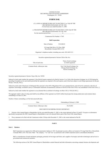 Thumbnail Ball Corporation
 10-K Annual Report 