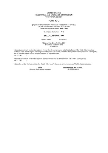 Thumbnail Ball Corporation
 10-Q Quarterly Report FY 