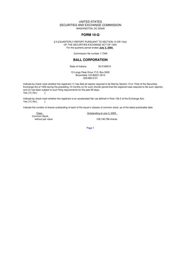 Thumbnail Ball Corporation
 10-Q Quarterly Report FY 