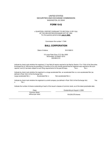 Thumbnail Ball Corporation
 10-Q Quarterly Report FY 