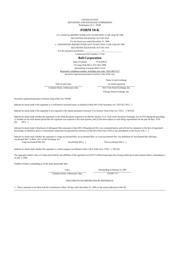 Thumbnail Ball Corporation
 10-K Annual Report 