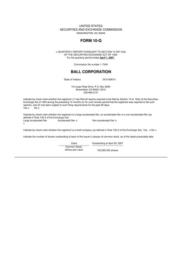 Thumbnail Ball Corporation
 10-Q Quarterly Report FY 