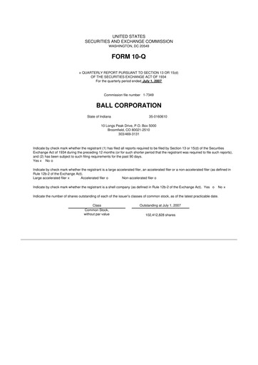 Thumbnail Ball Corporation
 10-Q Quarterly Report FY 