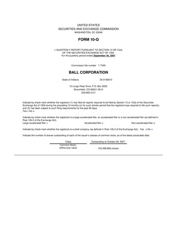 Thumbnail Ball Corporation
 10-Q Quarterly Report FY 